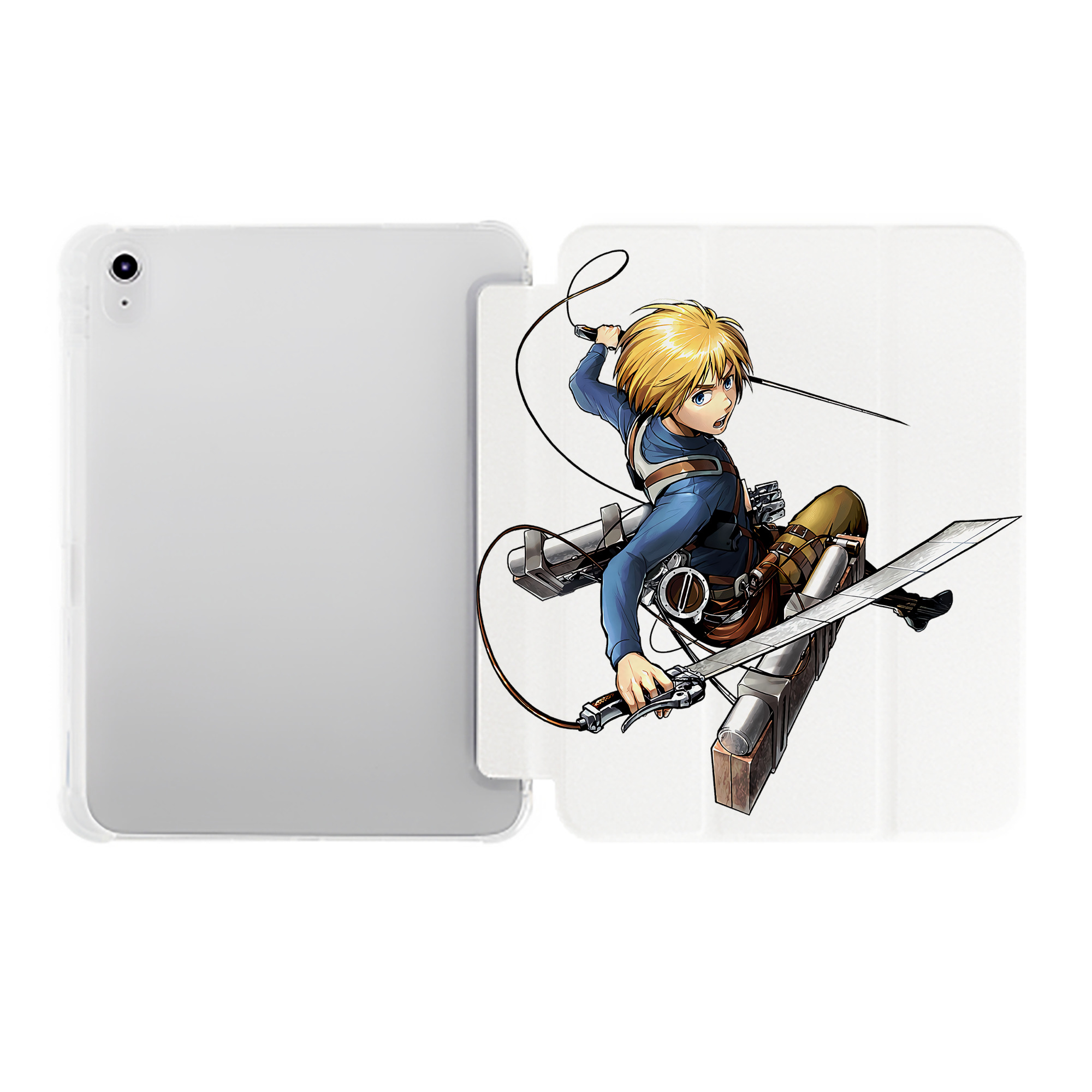 （画像用） 進撃の巨人 アルミン·アルレルト Attack on Titan Armin Arlert IPad ケース ペン収納付き 三つ折りスタンド PUレザー×シリコン 対応機種9.5/10.5/10.9インチ